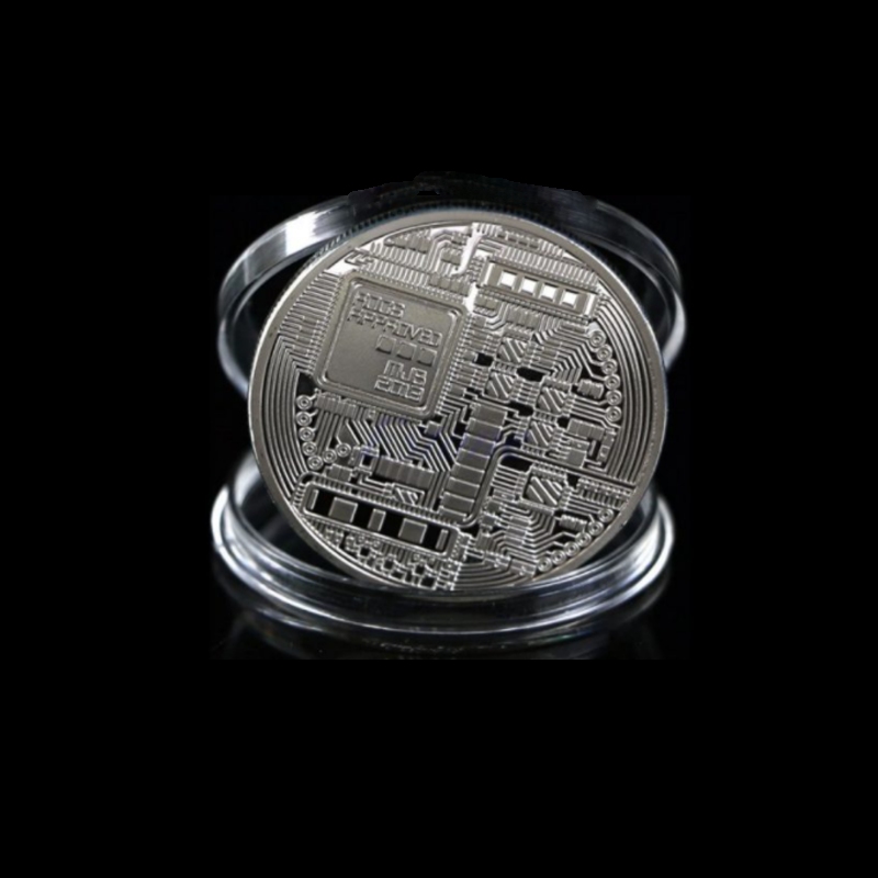 Bitcoin Moeda Comemorativa Física Prata Colecionador Presente - Valmar Import