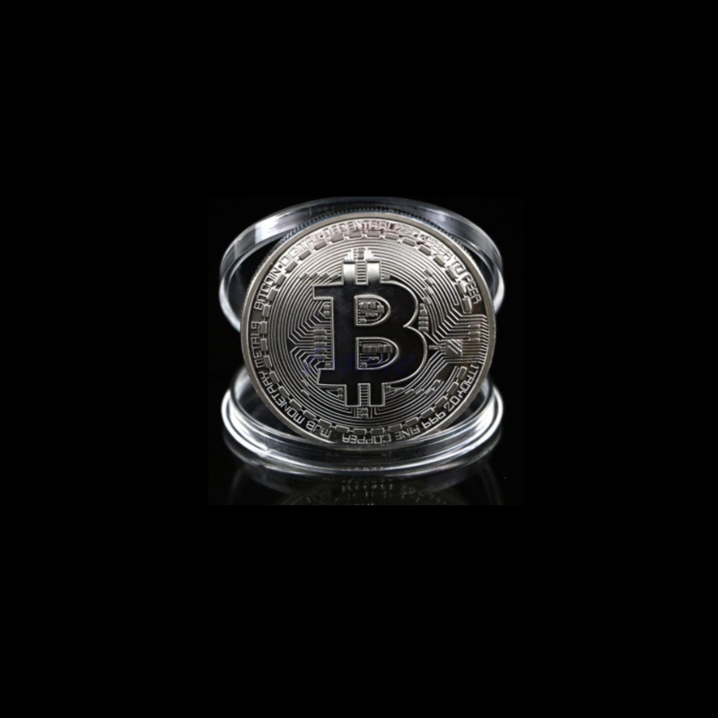 Bitcoin Moeda Comemorativa Física Prata Colecionador Presente - Valmar Import