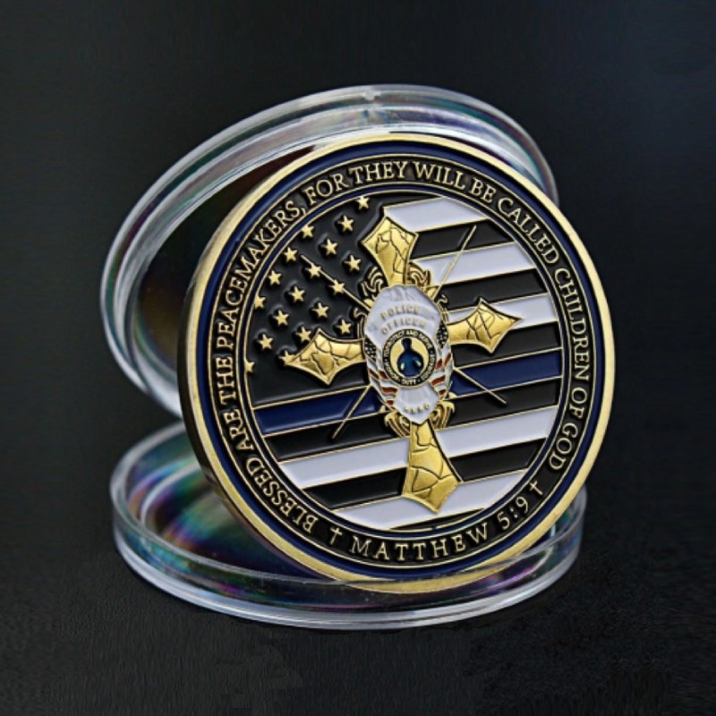 Moeda de comemoração, lembrança e homenagem - Oração Policia EUA - Valmar Import